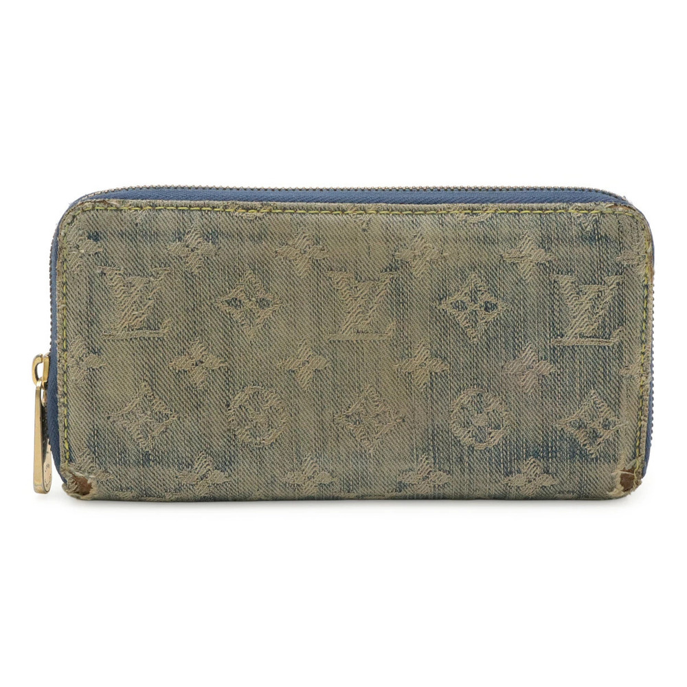 LOUIS VUITTON Monogram Denim Zippy Wallet Round Zipper Long Blue